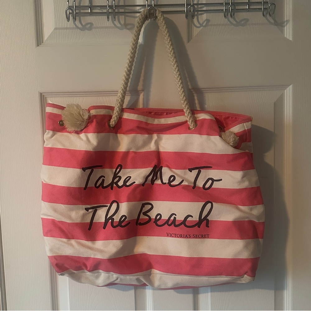 Victoria's Secret Pink and White Striped Tote